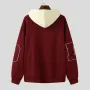 INCERUN Mens Letter Embroidery Long-Sleeve Sweatshirt Fashion Patchwork Hooded Sweatshirts Loose Fit for Male S-5XL