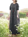 ZANZEA Women Floral Print O-Neck Long Sleeve Bohemian Holiday Maxi Dress With Pocket