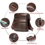 Ekphero Men's Genuine Leather Shoulder Bag Bussiness Casual Messenger Bag Multiple Pocket Capacity Crossbody Bag