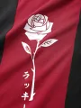 ChArmkpR Mens Japanese Rose Print Patchwork Crew Neck Short Sleeve T-Shirts