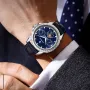 POEDAGAR Business Men Watch Luxury Rhinestone Leather Wristwatch Luminous Waterproof Calendar Quartz Watch