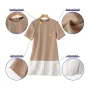 ZANZEA Fashion Style Womens Temperament Pleats Splicing Dresses Ladylike Short Sleeved Mini Contrast Dress