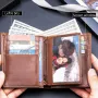 BULLCAPTAIN Men's Genuine Leather Wallet Multi Card Bag Large Capacity Bifold Wallet Credit Card Holder Multi Card Slots Coin Purse Money Clip Wallet for Men