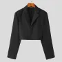 INCERUN Men Casual Blazer Design Cutoff Fashion Suits Outwear Men Solid Color Lapel Long Sleeve Blazer Tops for Men