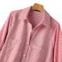 ZANZEA Women's Striped Shirt Summer 3/4 Sleeve Lantern Sleeve Front Pockets Casual Blouse Top