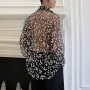 INCERUN Men Long Sleeve Mesh Shirts Turn Down Collar Casual Printing Shirt Man See Through Loose Blouse Fashion Party Blusas