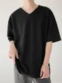 INCERUN Men's Loose Comfort Solid Color V-Neck Short Sleeve T-Shirt