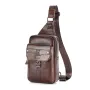 BULLCAPTAIN Vintage Men's Genuine Leather Chest Bag Large Capacity Wear-Resistant Crossbody Shoulder Bags Fashion Travel Outdoor Messenger Pack