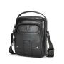 BULLCAPTIAN Men's Soft Genuine Leather Messenger Bag Business Casual Multi-functional Zipper Handheld Crossbody Bag