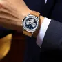 POEDAGAR Men's Luminous Waterproof Quartz Watch Fashion Comfortable Leather Multi-function Business Casual Wristwatch