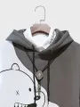 Mens Cartoon Animal Print Patchwork Casual Drawstring Hoodies