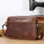 BULLCAPTAIN Men's Genuine Leather Shoulder Bag Retro Large Capacity Travel Bag Crazy Horse Leather Crossbody Bag Messenger Bag