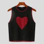 INCERUN Mens Tops Men's Fashion Chest Love Pattern Vests Summer Daily Casual Patchwork Sleeveless Top S-5XL