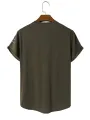 ChArmkpR Mens Letter Japanese Print High Low Curved Hem Short Sleeve T-Shirts