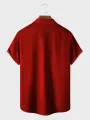 Mens Christmas Santa Claus Print Patchwork Lapel Short Sleeve Shirts