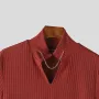 Camiseta de manga corta con cuello alto, de punto liso y cadena decorativa para hombre de INCERUN