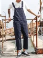 INCERUN Men Bib Pants Solid Color Jumpsuits Multi Pockets Casual Suspenders Cargo Overalls Fashion Men Jumpsuit S-5XL
