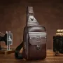 BULLCAPTAIN Vintage Men's Genuine Leather Chest Bag Large Capacity Wear-Resistant Crossbody Shoulder Bags Fashion Travel Outdoor Messenger Pack