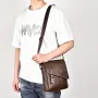 WEIXIER Men's Business Shoulder Bag Large Capacity, Waterproof Messenger Crossbody Bag, Casual Fashion PU Leather Backpacks Bag
