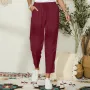ZANZEA Women Casual Solid Color Elastic Waist Side Pockets Trouser Pants 5XL