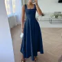 ZANZEA Womens Collect Waist A-Line Sundress Elegant Party Square Neck Tank Dress
