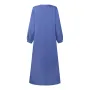 ZANZEA Women Vintage Round Neck Denim Dresses Casual Lantern Sleeve Solid Maxi Dress