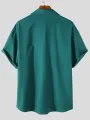 INCERUN Mens Shirt Solid Color Short Sleeve Shirts Summer Daily Lapel Casual Men's Top Shirts