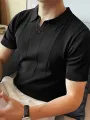 INCERUN Mens Lapel Shirts Striped Slim Casual Basic Design Short Sleeve Summer T-Shirt