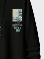 ChArmkpR Mens Japanese Wave Ukiyoe Print Crew Neck Cotton Long Sleeve T-Shirts