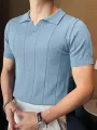 INCERUN Mens Lapel Shirts Striped Slim Casual Basic Design Short Sleeve Summer T-Shirt