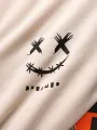 ChArmkpR Mens Hooded Sweatshirts Smile Ethnic Geometric Print Patchwork Drawstring Hoodies