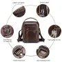 BULLCAPTAIN Genuine Leather Men's Shoulder Bag Small Handbag Fashion Crossbody Bag for Men Daily Casual Travel Messenger Bag for 7.9inch Ipad