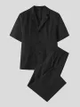 INCERUN Men Sets Short Sleeve Men Suit & Pant Mens Fashion Simple Solid Color Suits Two Pieces Outfits Men's Casual Suits S-5XL