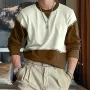 INCERUN Mens Color Block Long-Sleeve Pullover Hoodie Casual Comfortable Crew Neck Top for Male S-5XL