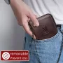 BULLCAPTAIN Dompet Pria Kulit Asli Multifungsi Dompet Lipat Dua Ritsleting RFID Anti-magnetik Tempat Kartu Multi-slot Dompet Koin