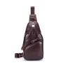 BULLCAPTAIN Men Multi-Pocket Leather Chest Bag Casual Sports Multifunctional Large Capacity Crossbody Shoulder Bag