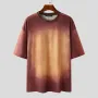 INCERUN Mens Gradient Short-Sleeve T-Shirt Fashion Daily Comfortable Crew Neck Tshirt for Couple