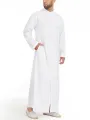 INCERUN Plus Size Men Long Shirt Stand Collar Button Long Sleeve Solid Long Robe Shirts