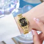 CURREN Fashion Rhinestone Deco Stainless Steel Strap Square Quartz Watch Waterproof Casual Business Women's Wristwatch