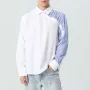 INCERUN Mens Shirts Striped Splicing Long Sleeve Shirt Casual Daily Top Shirt Fashion Side Button Design Male Clothing