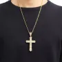 Rhinestone Cross Pendant Necklace Charm Shiny Zircon Cross Necklace for Men Women Hiphop Necklaces Fashion Jewelry Gifts