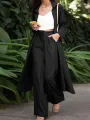 ZANZEA Women Plus Size Two Set Solid Button Lapel Long Sleeve Long Blouses and Pant Two Pieces Set