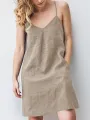 Solid Pocket Spaghetti Strap Backless Dress For Women