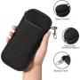 Portable Soft Zipper Glasses Bag with Buckle Lightweight Double Pockets Case can Store Mobile Phones, Headphones, Bank Cards Mini Storage Bag