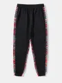 Mens Tribal Patchwork Japanese Letter Pocket Drawstring Pants