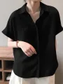ZANZEA Women Cotton Linen Blouses Solid Button Lapel Roll Sleeve Short Sleeve Casual Shirt Plus Size