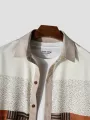 ChArmkpR Mens Ethnic Tribal Print Patchwork Button Up Long Sleeve Shirts