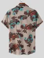 INCERUN Mens Cotton Linen Shirt Ethnic Floral Print Short Sleeve Beach Shirt