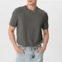INCERUN Mens Solid Color Rib Knitted Crew Neck T-Shirt Comfortable Breathable Short Sleeve Tshirt for Summer