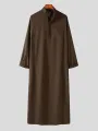 INCERUN Mens Robes Saudi Style Thobe Dishdash Jubba Arab Robe Islamic Clothing Long Maxi Dress Tops